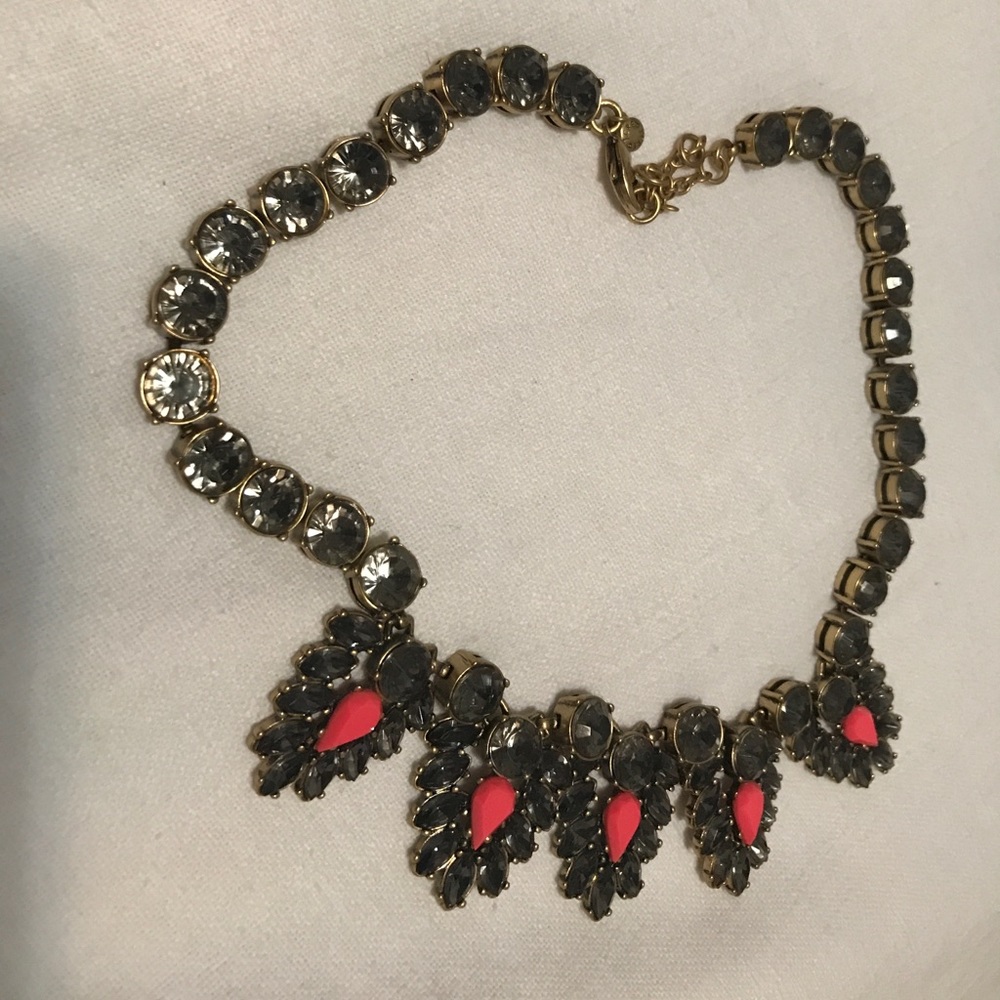J. Crew necklace - pewter/grew, gold and hot pink!